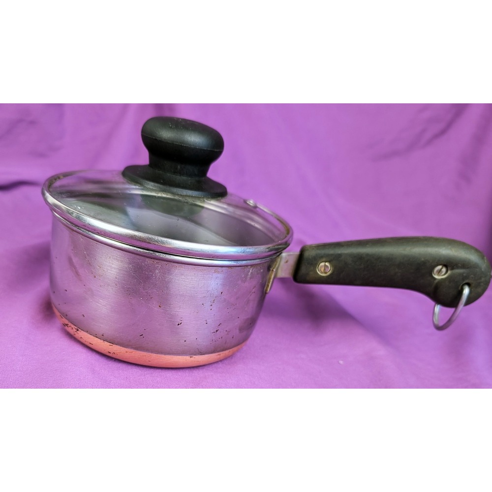 Vtg Revere Ware 1801 1 Qt Copper Bottom Sauce Pan 2363973 Pre 1968 Pot w/ Lid